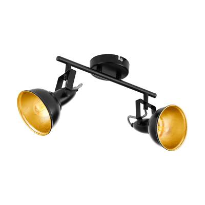 Deckenlampe mit 2 Spots Deckenspot Retro aus Metall in Schwarz und Gold, E14