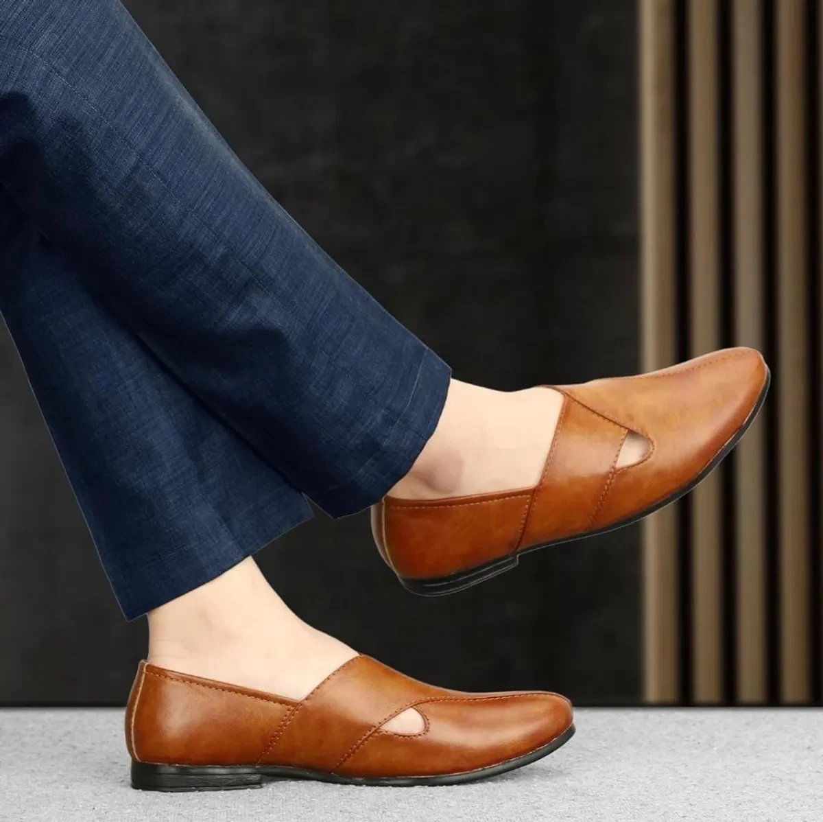 Mens sandal faux soft leather ethnic jutti UK size 7-11 daily fashion wear Tan
