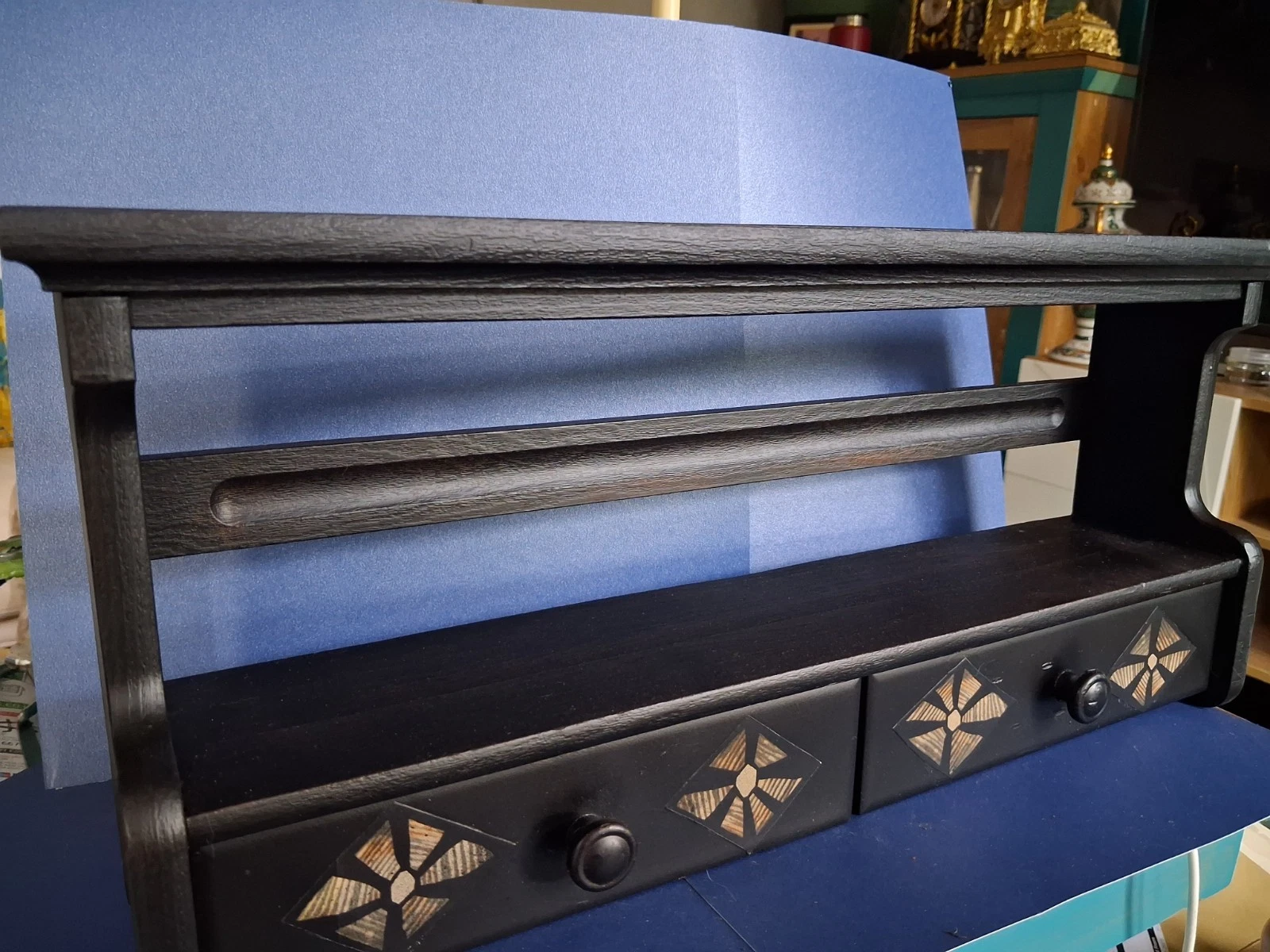 Black Wooden Spice Rack Wall Mounted Storage Shelf with 2 Drawers for Kitchen
Opens in a new window