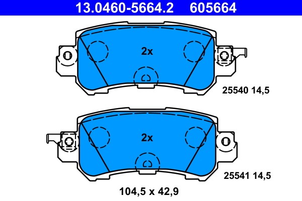 Rear ATE 13.0460-5664.2 Brake Pad Set, disc brake for MAZDA