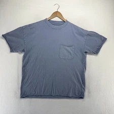 Abercrombie Fitch Shirt Men's Large Blank Boxy Soft A&F Longline Pocket Raw Hem