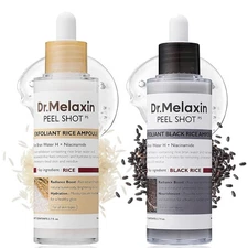 DUO-Dr.Melaxin PEEL SHOT GLOW EXFOLIANT RICE AMPOULE 80ml (WHITE/BLACK RICE) NEW