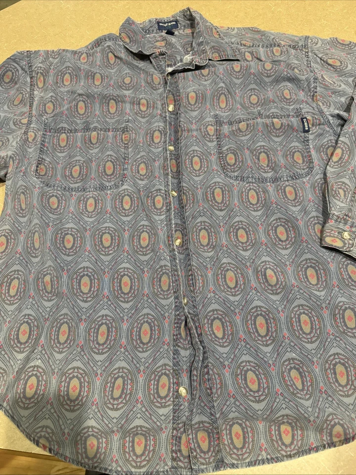 Винтажная мужская абстрактная рубашка 90-х Guess American Tradition на пуговицах размер XL пейсли - Изображение 4 из 4