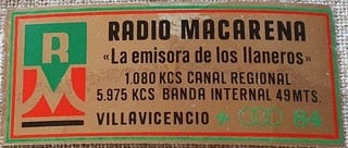 Vintage QSL sticker Radio Macarena Colombia