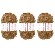 3 Pcs Fur Yarn Soft Fluffy Chunky Yarn Fuzzy Yarn Brown for Crocheting, 50m