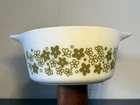 Vtg. Pyrex Spring Blossom Crazy Daisy 1.5 QT White/Green Bowl #474-B No Lid