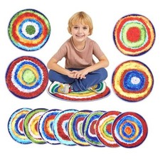 Carpet Circles Kids Rug 16Inch Rainbow Crazy Carpet Circle Seats Preschool