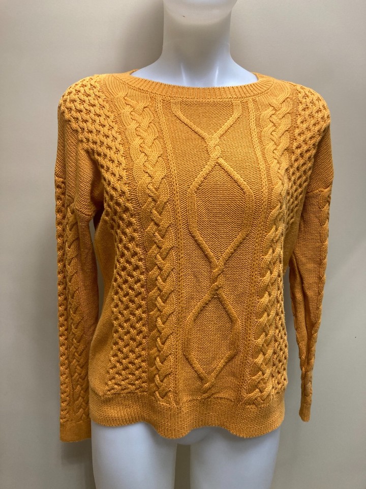 Jay Jays Mustard Yellow Cable Knit Sweater Jumper Size XS Women's Autumn Winter