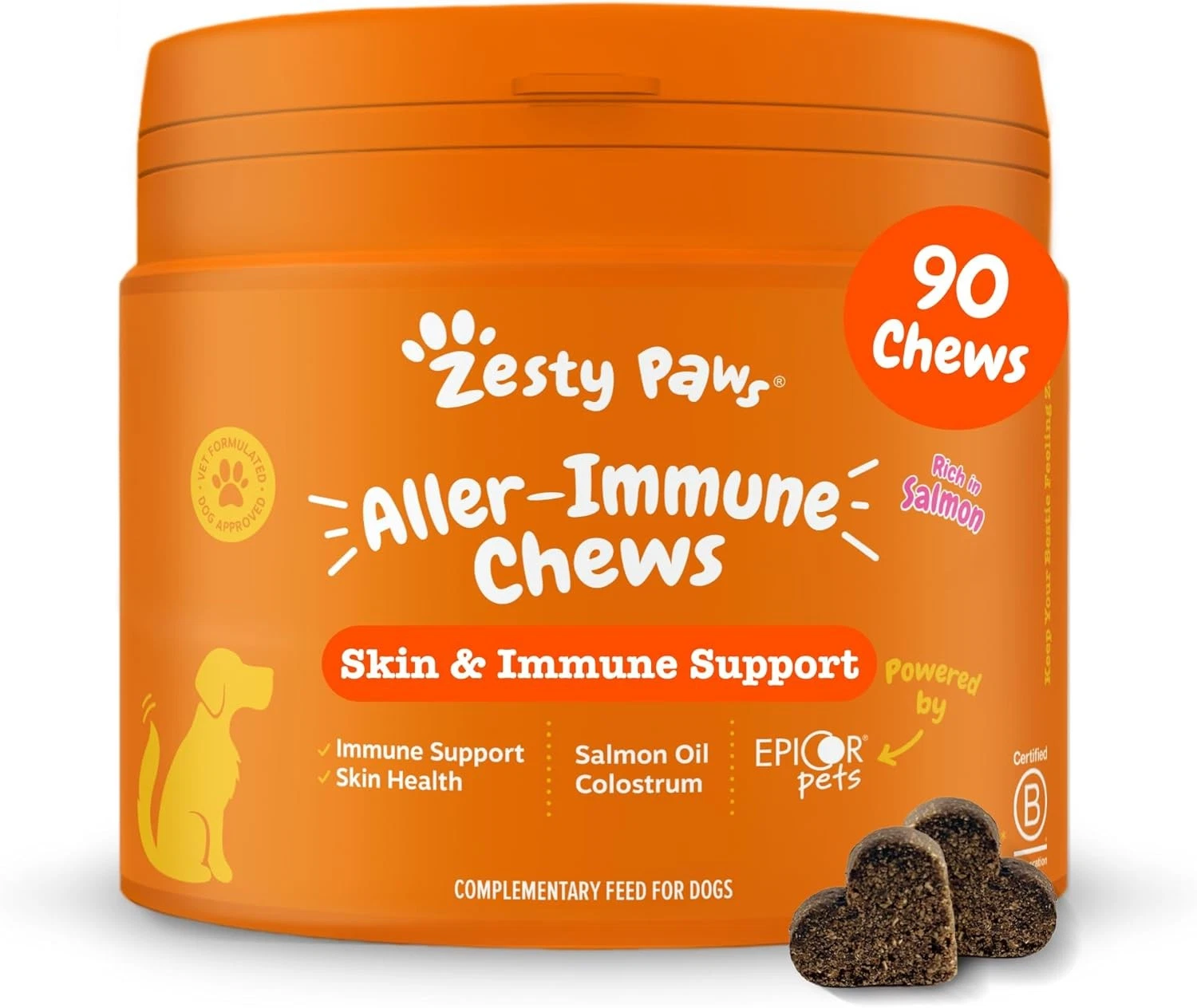 Zesty Paws Aller-Immune Chews for Dogs | Supports Immune Function, Helps Gut, Sk
