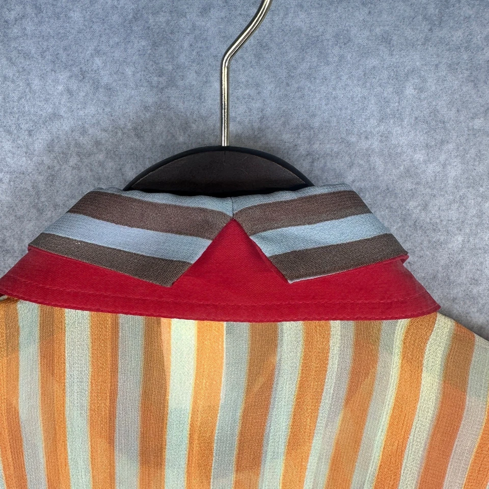 Vintage IIF Bodysuit Womens Size P Red Multicolor Striped Button Up Collared    - Image 3 of 4