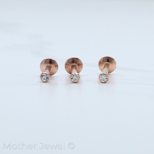 16G ROSE GOLD GP SIMULATED DIAMOND LABRET TRAGUS MONROE LIP CARTILAGE EARRING - Picture 5 of 6