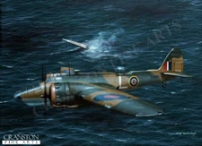 Bisley bomber No.244 Sqn aviation art post card Sinking of German U Boat  U533