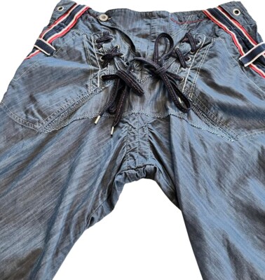 Pantalon Bleu Déstructuré Girbaud Avec Laçage - Taille 34 Femme - Occasion Très Bon état