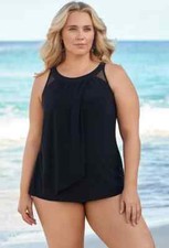 Miraclesuit "Ursula" Tankini Top. Plus Size 22W. Black.