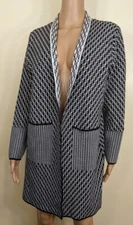 Sioni Black Eggshell Geometric Cardigan Size Petite Large