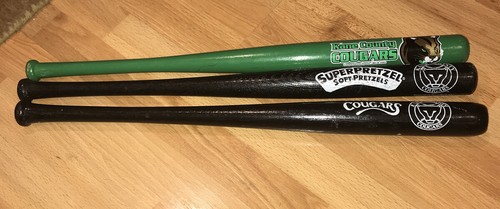 3 Kane County Cougars Mini Holz Baseballschläger Lot Coopersburg Sport 18" Vintage