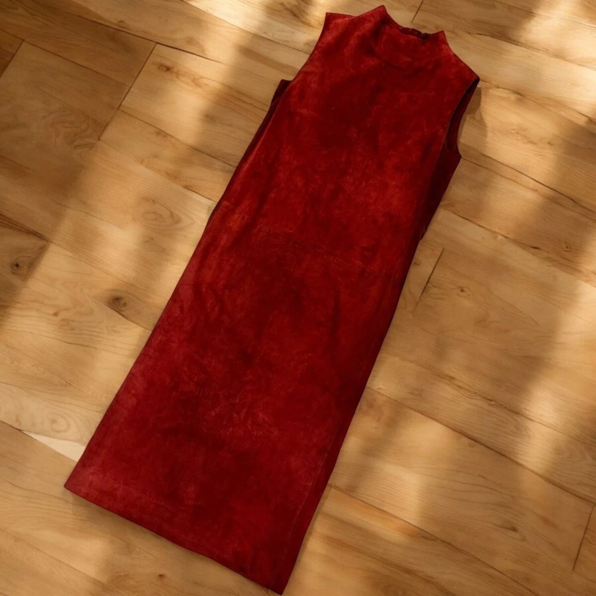 HERMÈS Abito HERMES pelle di agnello scamosciata Martin Margiela vintage vino rosso taglia:34 donna