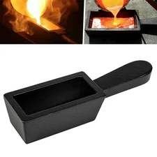 Cast Iron Loaf Bar Ingot Mold W/ Handle Melting Gold Silver Copper Scrap/25 oz