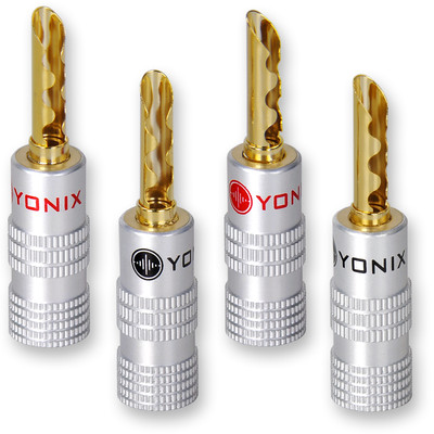 2 x Yonix   High End Hohl Bananenstecker vergoldet Bananas Banane Stecker Tube