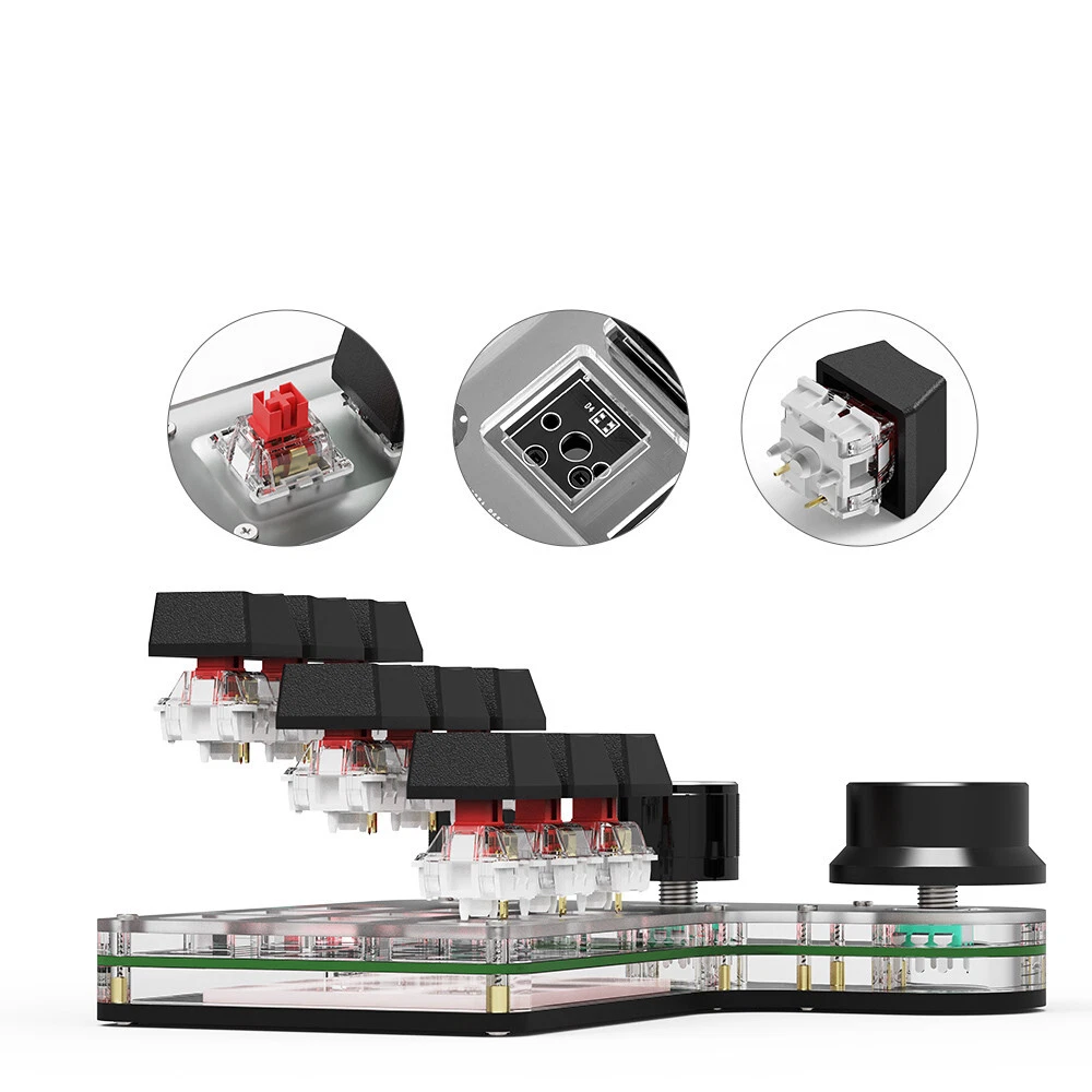 Compact 9-Key Mechanical Keyboard with 3 Knobs for Multifunctional Use