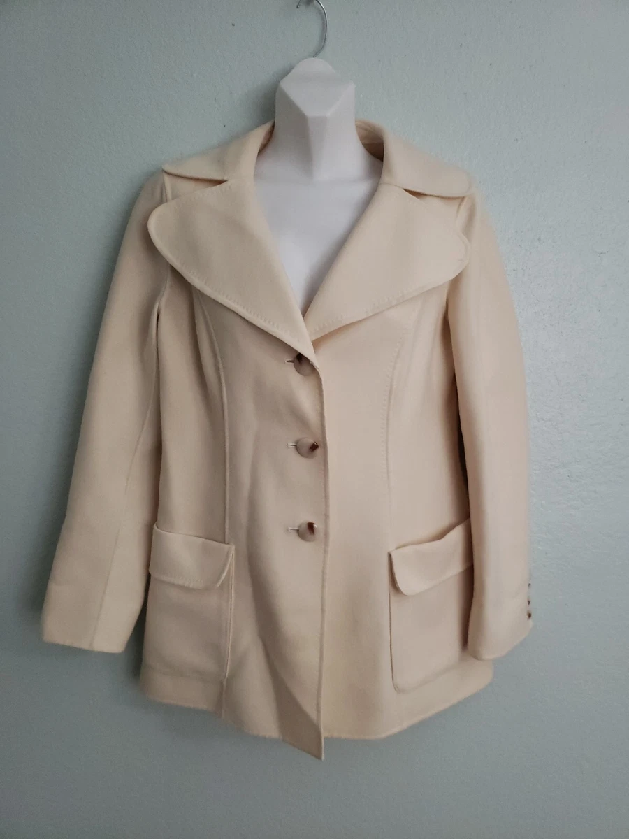 Talbots cream colored pea coat wool size 8