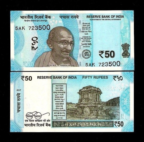 India 50 RUPEES P-111 2021-2025 x 100 Pc BUNDLE Lot Gandhi UNC Indian Money NOTE - Picture 4 of 6