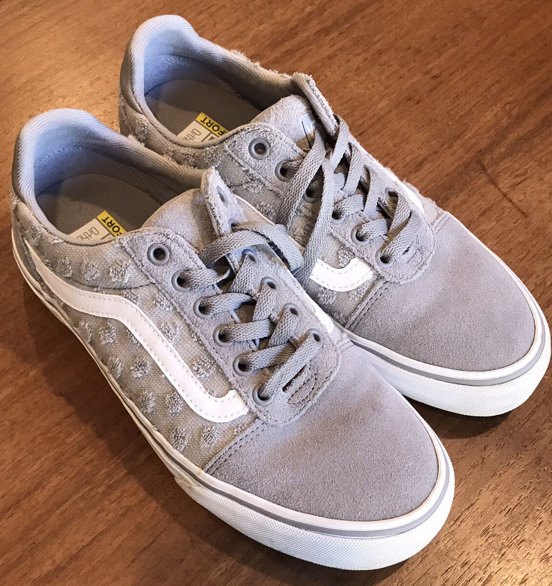 VANS Deluxe Comfort Ortholite Gray White Texture Print Shoes VANS Deluxe Comfort Ortholite Gray White Texture Print Shoes