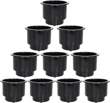 Amarine Made 10PCS Boat Recessed Plastic Cup Drink Can Holder w/Drain Hole Black