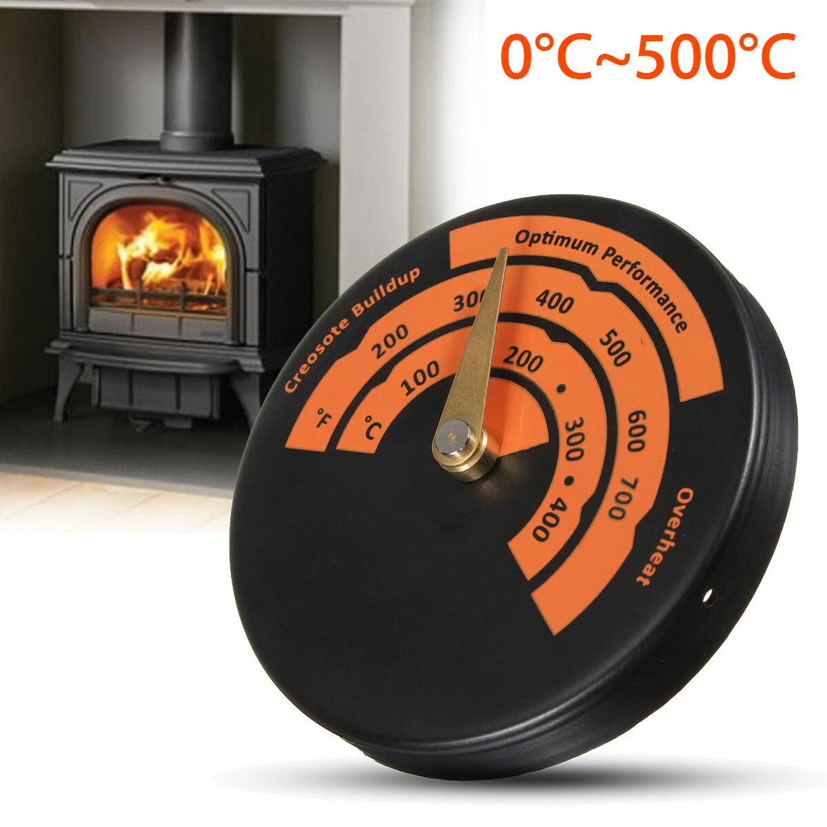 Stove Flue Pipe Thermometer Alloy Magnetic Temperature Gauge For Wood Burner  | eBay