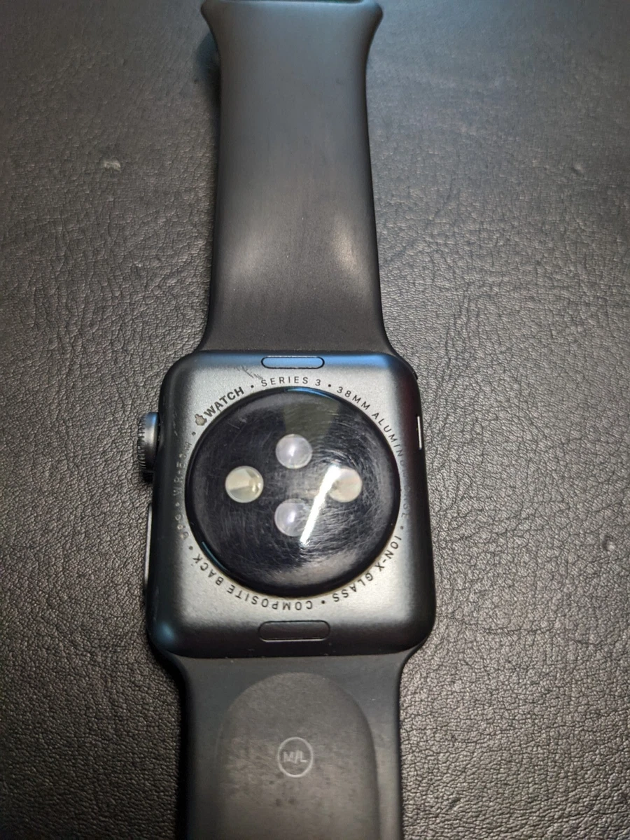 Apple Watch Series 3 A1858 38mm Wi Fi GPS Silver With Black Band
