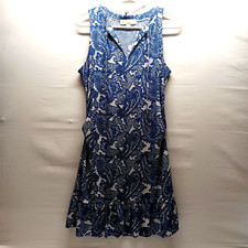 Michael Kors Dress Women's Small Royal Blue White Floral Paisley V-Neck MK Logo