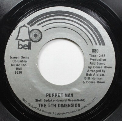 Soul 45 The 5Th Dimension - Puppet Man / A Love Like Ours On Bell Records