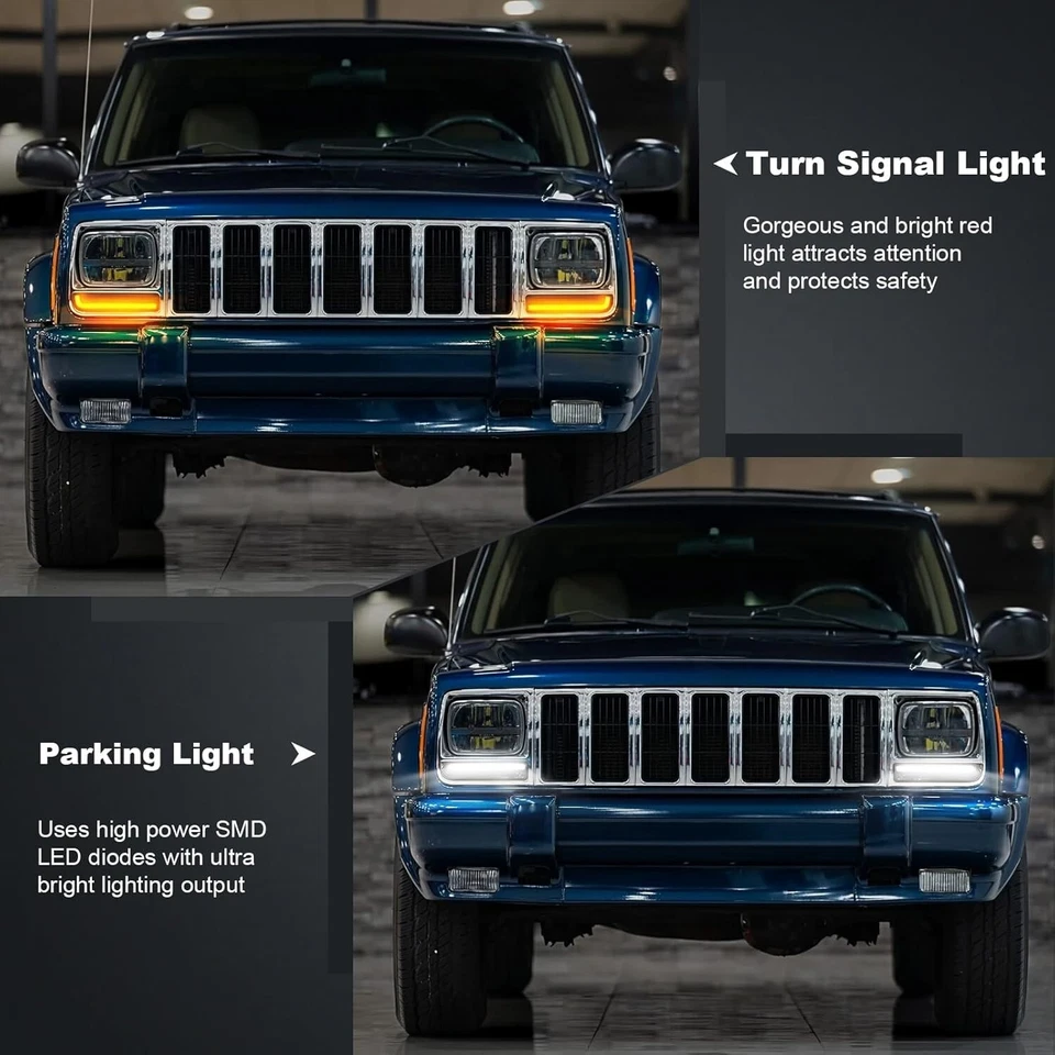 For 1997-2001 Jeep Cherokee XJ LED Front Corner Turn Signal DRL Parking Light - Image 3 of 4