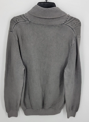 Paradise Collection Sweater Mens Medium Gray Cable Knit Shawl Collar Pullover - Picture 2 of 7
