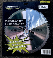 Masterproof Multi Universal SäGeblatt 350 X 30 X 2,4 Mm 60 ZäHne KreissäGeblatt