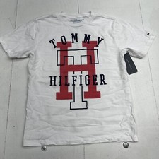 Tommy Hilfiger White Graphic Short Sleeve T Shirt Youth Boys Size Medium New