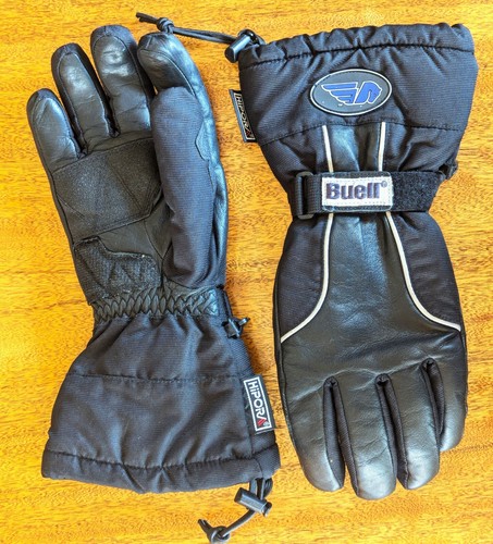 MEN'S SM BUELL KEPROTEC SCHOELLER LEATHER RIDING GLOVES, HIPORA WATERPROOF, PREO - Picture 2 of 8