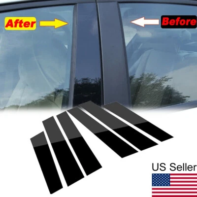 Glossy Piano Black Window Pillar Post Covers For 2007-2011 Honda CR-V (6-Piece Set)