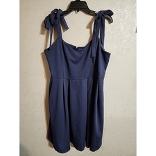 Shein Curve Dress Tie Shoulder Strap Blue Fit & Flare sz 3XL Heavyweight