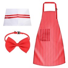 Waiter Costume Kit, 3 Pcs Adult Carnival One Size, Red and White