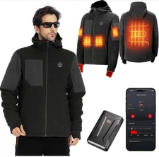 Kemi Moto Heated Jacket Men’s XL Zip Up Black Fleece 12V 20000mAh Battery Pack