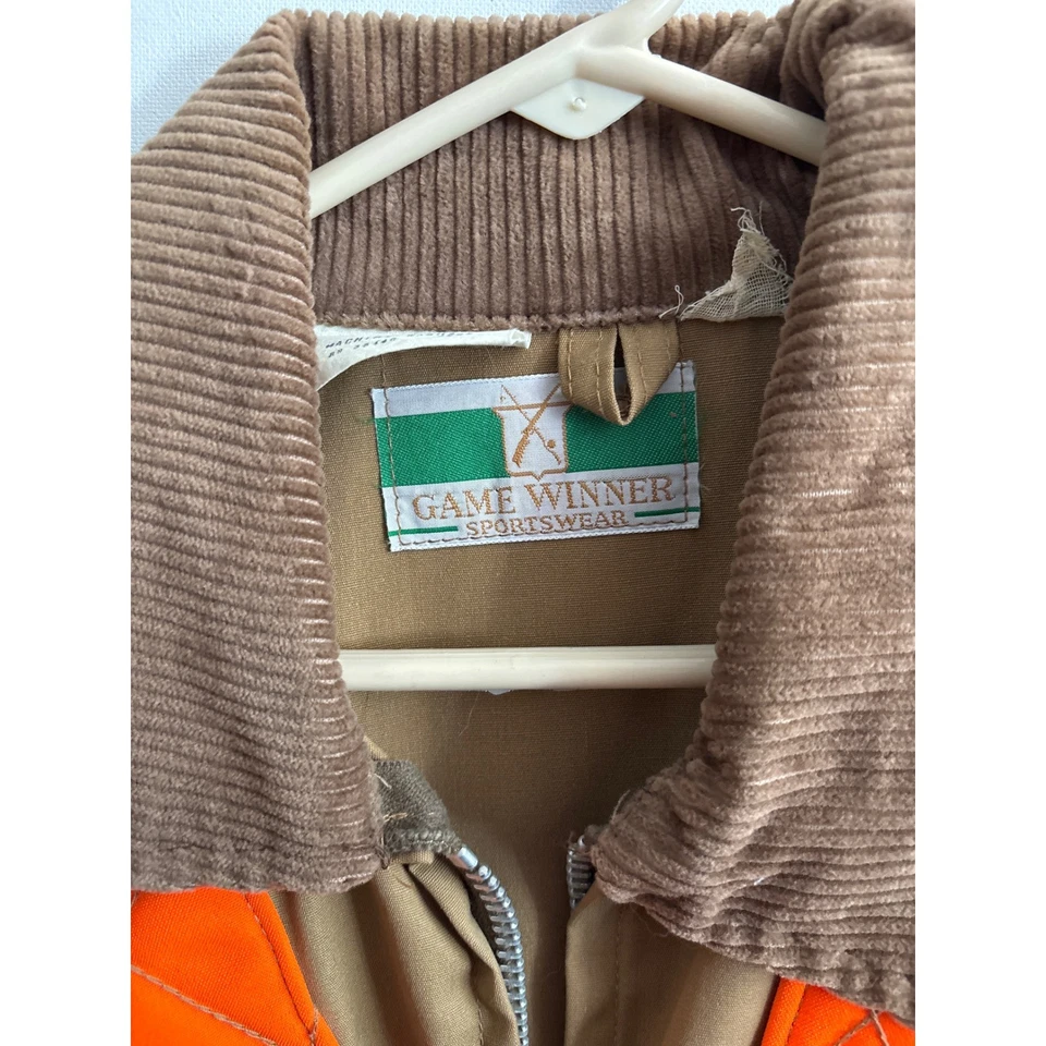 Chaqueta de caza Game Winner Sportswear naranja acolchada cuello de pana XL para hombre Foto 2 de 4