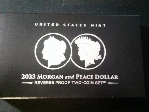 2023-S Reverse Proof $1 Morgan and Peace Silver Dollar 2pc Set Box ,OGP