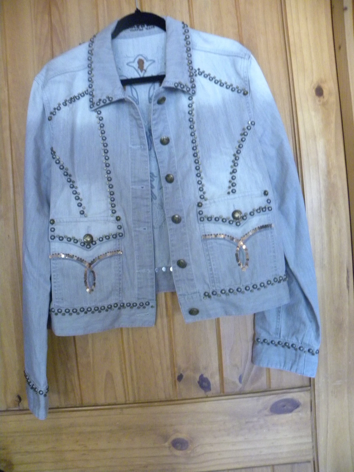 NWT DOUBLE D RANCH DENIM STUDDED EMBROIIDERED EMBELLISHED JACKET XL