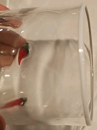 Anthropologie Icon Juice Glass Chili Pepper Clear Red 4.5”x 3.5” New Set Of 2 - Picture 8 of 8