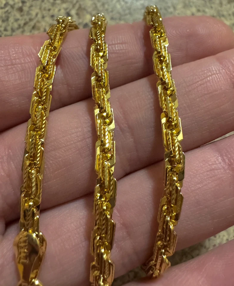 Collar de oro amarillo de 18k real de lujo marcado enchapado en oro 750 Italia cadena de 18 pulgadas Foto 2 de 4