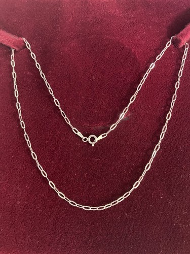 Collana catena maglia ovale piatta testurizzata Italia argento sterling .925 18” 2mm 2g - Foto 7 di 11