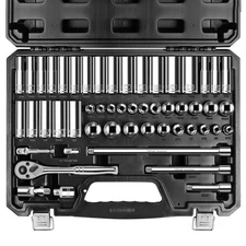 3/8" Drive Socket Set, 52-Piece SAE (3/16-9/16 in) and Metric (4-14 mm) Deep ...