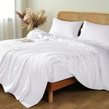 100 French Linen Sheets - King Size Bed Sheets, Breathable Cooling Pure Li...