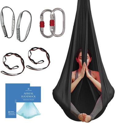 Aerial Silk Yoga Hammock & Swing for Home, Inversion Exercises, Starter Kit for